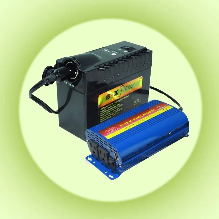 A battery and a power inverter